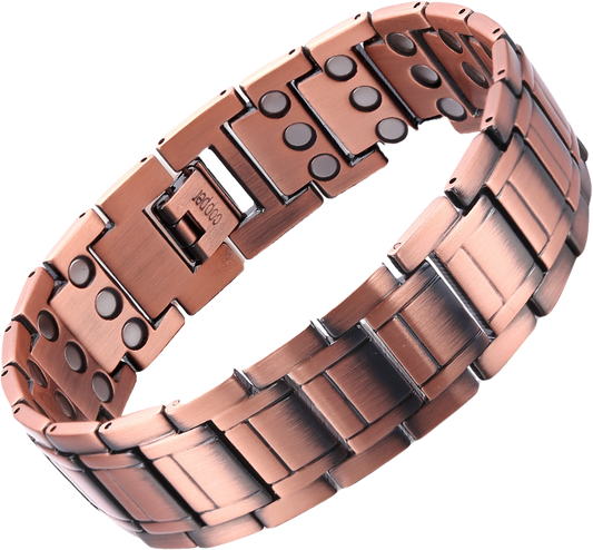 Mens 99% Pure Copper Magnetic Bracelet with High Powered Magnets 5000 Gauss 8.6Inches chain - CIVIBUY