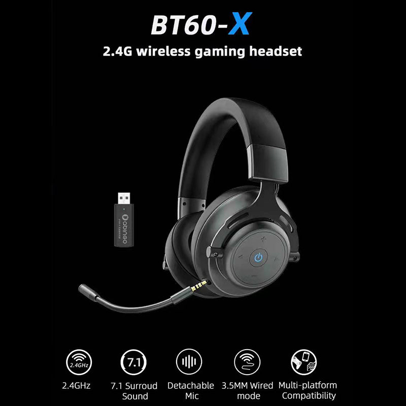 2.4G/Bluetooth Wireless Gaming Headset with Noise Cancelling Microphone,Portable Foldable for PC,PS5, PS4, BT60X - CIVIBUY