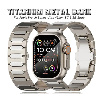 Compatible for Apple Watch Ultra 2 Band 49mm Titanium Metal Strap with Hidden Buckle Compatible for Apple Watch Ultra/Series 9/8 45mm Bands