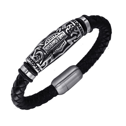 Rune Bracelet - Braided Leather Wrist Cuff for Men | Norse-Inspired Stylish Accessory