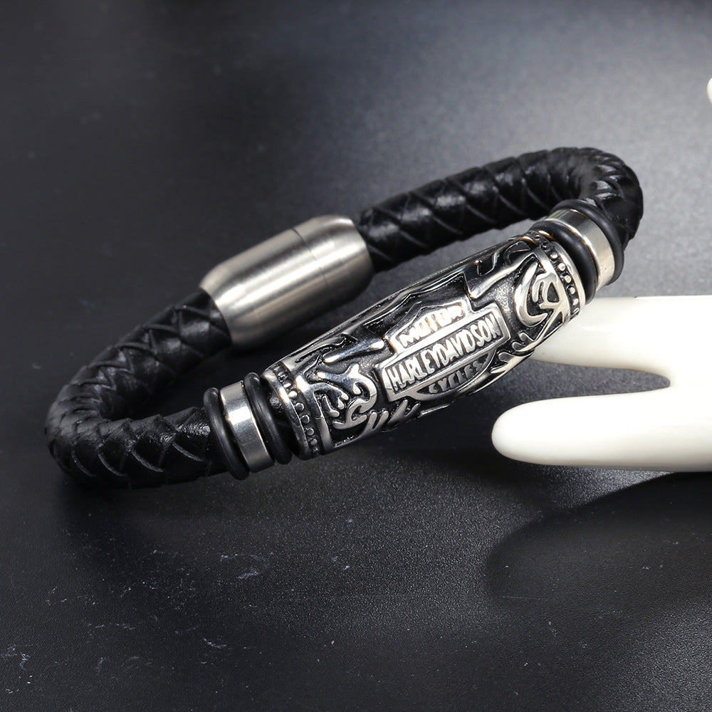 Rune Bracelet - Braided Leather Wrist Cuff for Men | Norse-Inspired Stylish Accessory