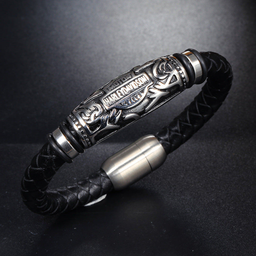 Rune Bracelet - Braided Leather Wrist Cuff for Men | Norse-Inspired Stylish Accessory