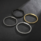 Men’s 6mm Stainless Steel Chain Bracelet – Matte Black Box Link Design 【wholesale】