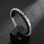Men’s 6mm Stainless Steel Chain Bracelet – Matte Black Box Link Design 【wholesale】