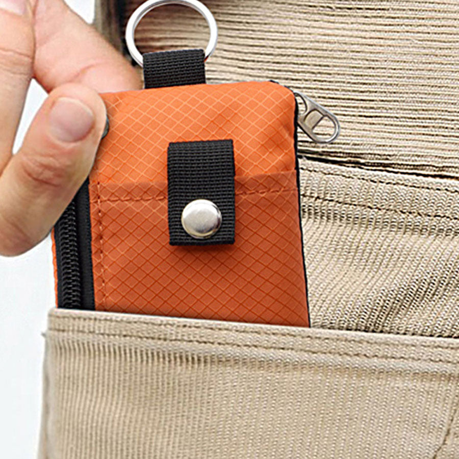 RFID Blocking Zip ID Wallet: Compact, Water-Resistant with Lanyard for Travel