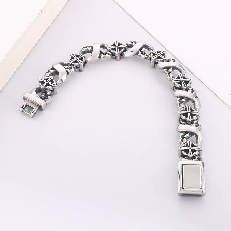 ロング 32 インチ ダブル サークル リンク ネックレス ロジウム スターリング シルバー