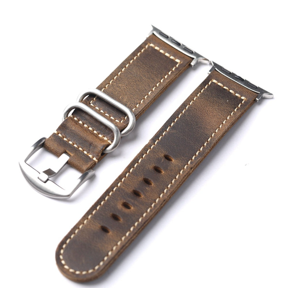 Genuine Leather Cowhide Handmade Apple Watch 9 Leather Watchband