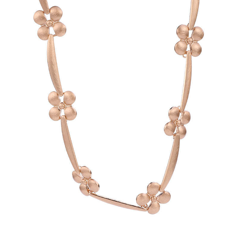 Matte Rose Gold Brass Flower Necklace - Dainty Party Gifts & Wholesale