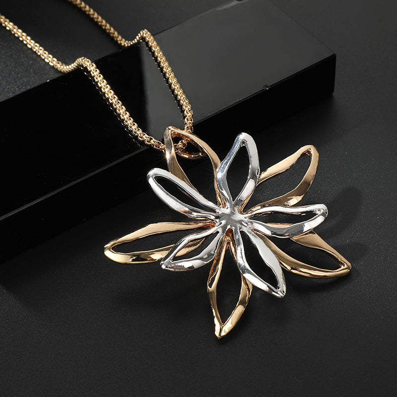 Dew Sterling Silver and Rose Gold Plate Tiger Lily Necklace