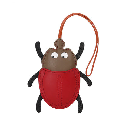 Lovely Beetle Lambskin Bag Charm Handmade Leather  Handbag Accessory