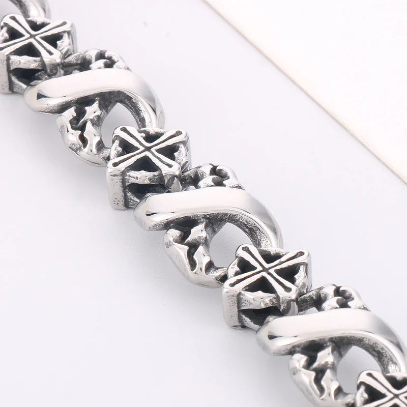 ロング 32 インチ ダブル サークル リンク ネックレス ロジウム スターリング シルバー