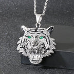 Men's Jewelry: Stainless Steel Bracelets & Diamond Tiger Pendant Necklaces