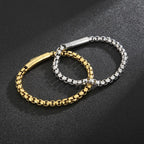 Men’s 6mm Stainless Steel Chain Bracelet – Matte Black Box Link Design 【wholesale】