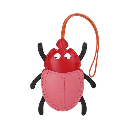 Lovely Beetle Lambskin Bag Charm Handmade Leather  Handbag Accessory