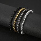 Men’s 6mm Stainless Steel Chain Bracelet – Matte Black Box Link Design 【wholesale】