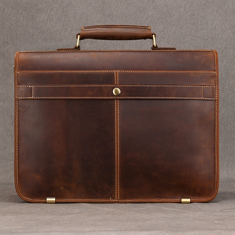 Leather Briefcase for Men Italian Full Grain Leather 15.7 inchs Laptop Bag