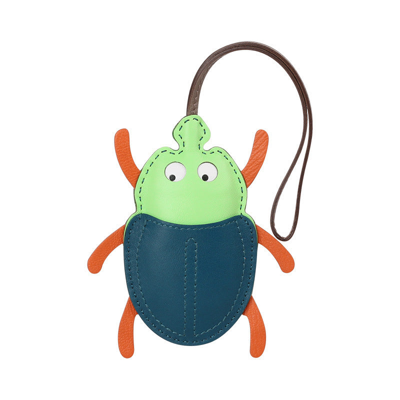 Lovely Beetle Lambskin Bag Charm Handmade Leather  Handbag Accessory