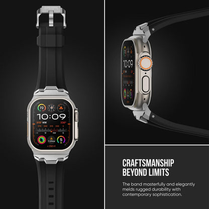 Rugged Apple Watch Ultra Strap 49mm 45mm 44mm 42mm Stainless Steel Connector Durable Silicone Band
