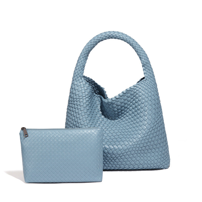 Woven Bag for Women Tote Bag Handbag Purse Retro Handmade Bag Set,Pu leather