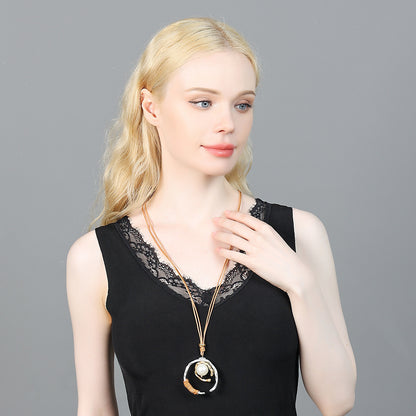 Top Quality Design Jewelry Bohemia Long Sweater Necklace Pearl Large Pendant Necklace