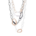 Gold Plated Mirror Enameled Layered Chain Necklace