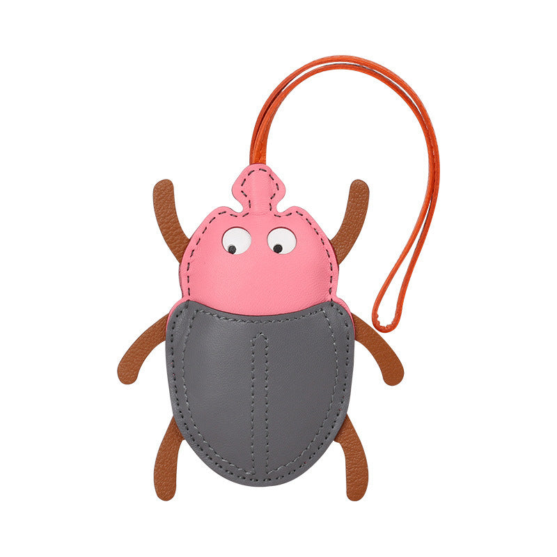 Lovely Beetle Lambskin Bag Charm Handmade Leather  Handbag Accessory