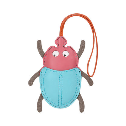 Lovely Beetle Lambskin Bag Charm Handmade Leather  Handbag Accessory