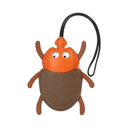 Lovely Beetle Lambskin Bag Charm Handmade Leather  Handbag Accessory