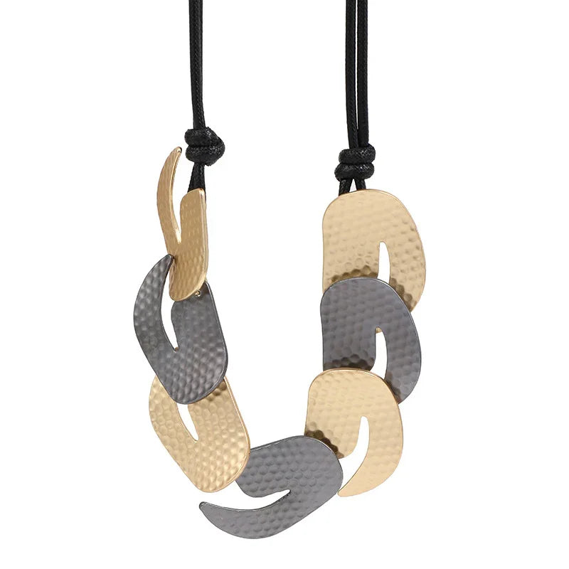 Mixed Metal Hammered Statement Necklace