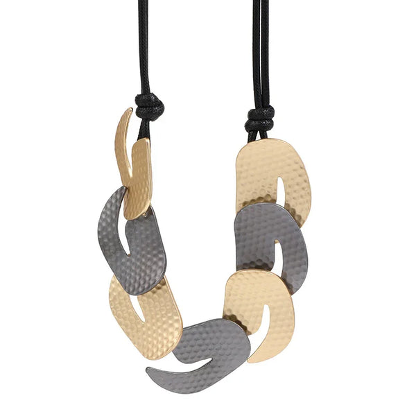 Mixed Metal Hammered Statement Necklace