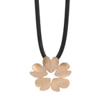 Gold plated statement necklace with large flower pendant