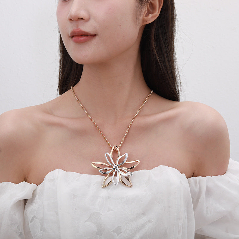 Dew Sterling Silver and Rose Gold Plate Tiger Lily Necklace