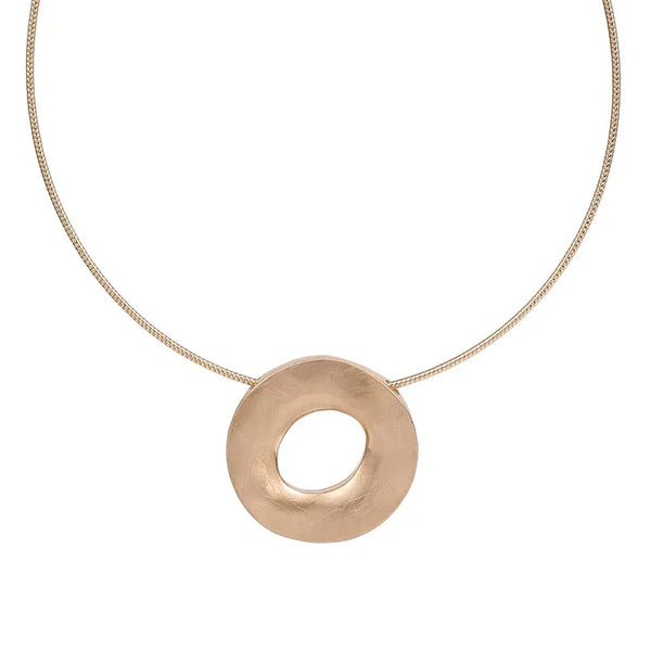 Gold plated statement necklace with large circle pendant
