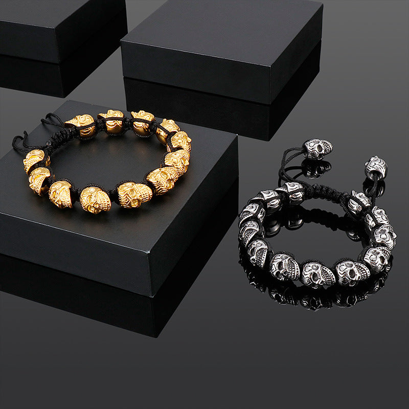 Unisex Skull Linked Chain Bracelet - Perfect Skull Jewelry Gift for Men and Women - CIVIBUY