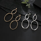matte gold or silver hammered wide cutout odd shaped earrings - CIVIBUY