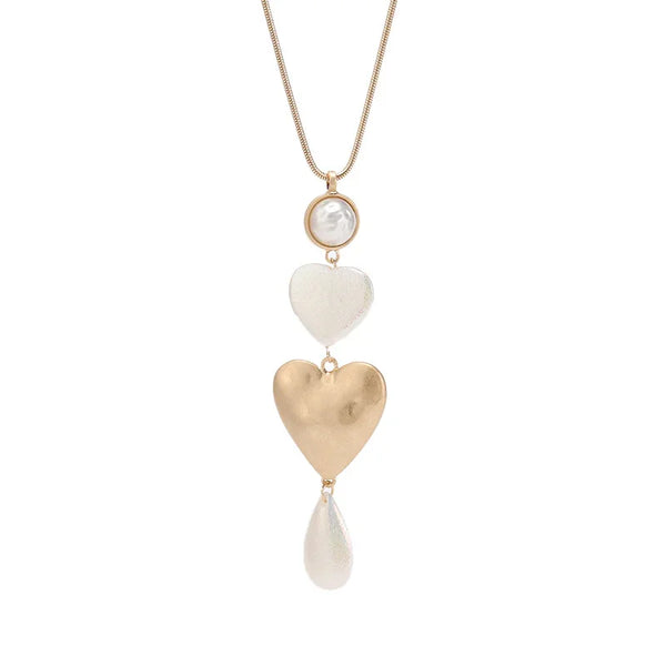 Gold Heart Pendant Necklace Tri Color Heart Charm Necklace
