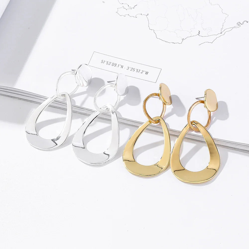 Circle Pendant Hanging Earrings Vintage Gold Tone Jewelry wholesale