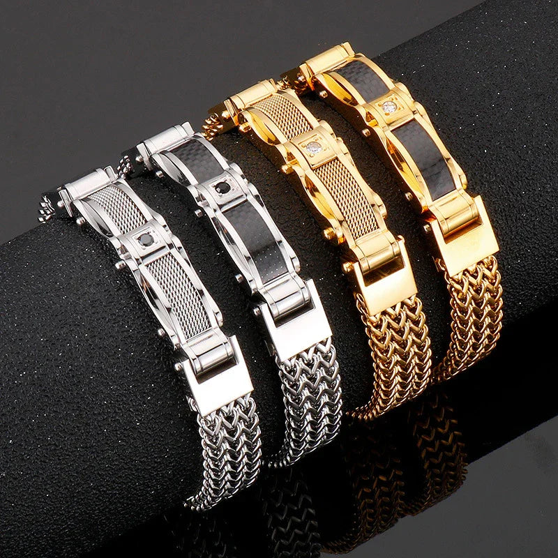 Heavy Biker Bracelet Men's Stainless Motorcycle Chain Bracelet - CIVIBUY