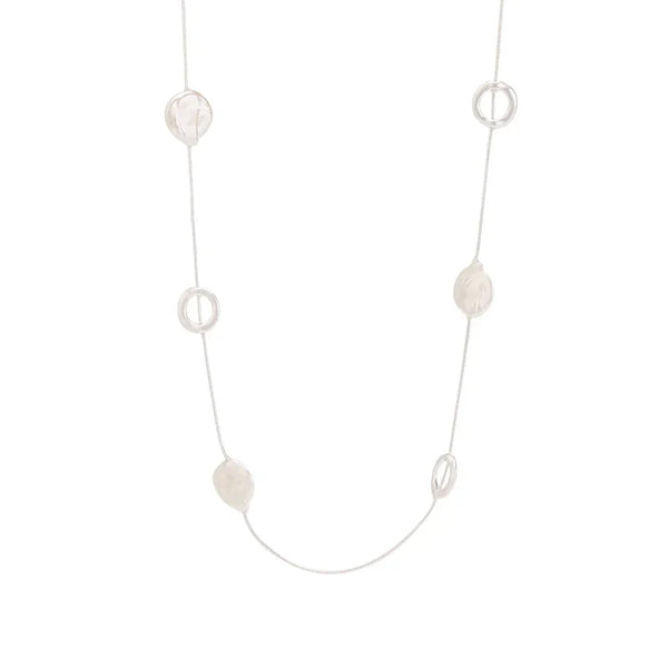 Silver Long Necklaces for Women Fashion Double Layered Sweater Chain