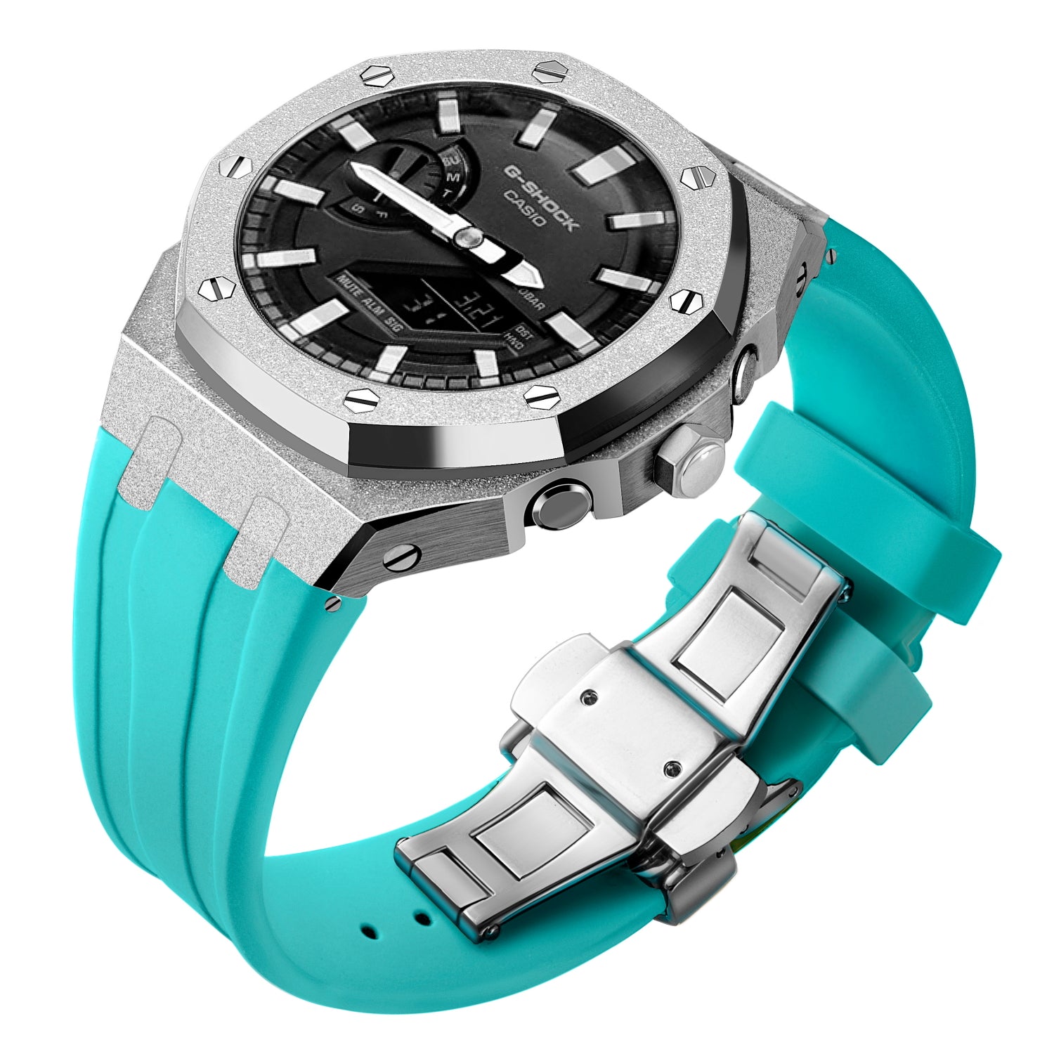 Luxury stainless steel case with Silicone strap for G-Shock GA2100【Shiny surface】 - CIVIBUY