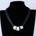 Gold Bead Wax Strand Triple Necklace Choker Jewelry - CIVIBUY