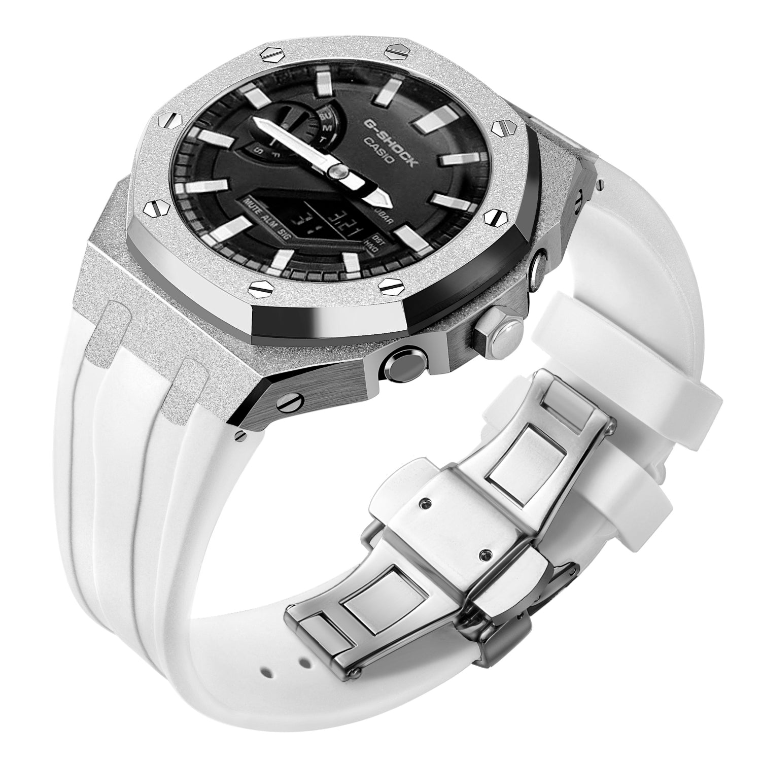 Luxury stainless steel case with Silicone strap for G-Shock GA2100【Shiny surface】 - CIVIBUY