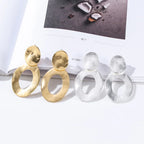 Matte Gold Silver Geometric Harmmered Clip On Earrings for Women - CIVIBUY