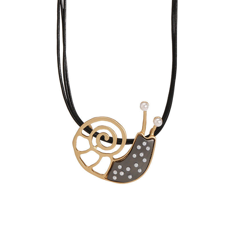 Snail necklace stainless Charm Rope Necklace - CIVIBUY