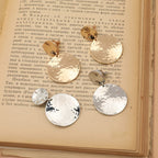 Gold Clip-On Earrings for Non-Pierced Ears - Large Round Hammered Geometric Water Drop Dangle Earrings for Women - CIVIBUY