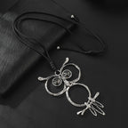 Silver plated statement necklace featuring a large owl pendant. Eye-catching and unique—ideal for boho or vintage-inspired collections.