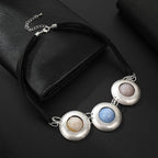 ロング 32 インチ ダブル サークル リンク ネックレス ロジウム スターリング シルバー