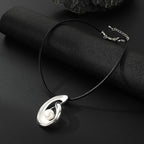 Ethnic Alloy Round Pendant Women's Necklace Literary Vintage Simple Leather Rope Necklace
