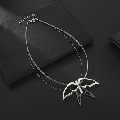 Silver Butterfly Necklace for Women Chain Shiny Necklace Dainty Gifts Party