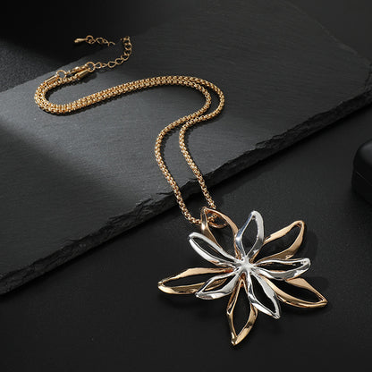 Dew Sterling Silver and Rose Gold Plate Tiger Lily Necklace